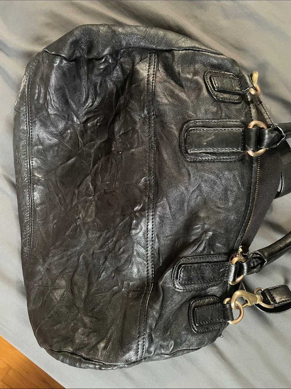 GIVENCHY Black Leather Zip-Front Shoulder Bag. - Picture 12 of 17